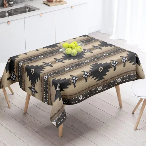 Vista 55 de Mantel azteca suroeste, diseño étnico tribal geométrico, estilo vintage, bohemio, elegante, lavable, para comedor, cocina, granja, fiesta