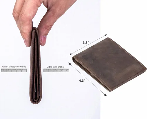 Vista 4 de Lositto Cartera de cuero de grano superior con bloqueo RFID para hombres, excelente como plegable de viaje