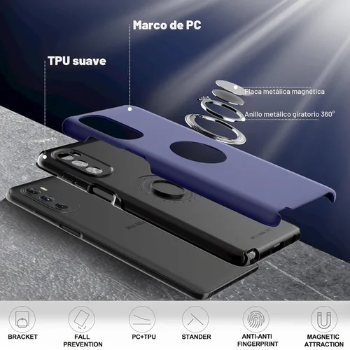 Vista 6 de Gritup Funda para Moto G 5G 2022 con protector de pantalla HD, [grado militar], funda de protección a prueba de golpes con soporte magnético de 360°