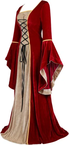 Vista 2 de Haorugut - Vestido renacentista para mujer, vestido medieval, traje renacentista de hada