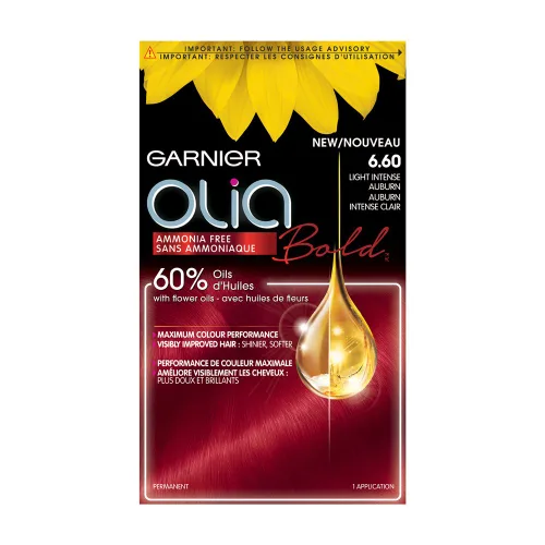 Vista 13 de Garnier Olia Tinte de cabello sin amoníaco [5.60] rojo granate medio, 1 unidad 5.6 Rojo granate medio
