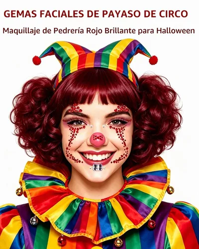 Vista 5 de Pegatinas de tatuajes para disfraz de payaso para Halloween, 2 piezas