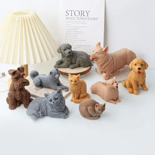 Vista 6 de Molde de silicona para velas 3D para perros, molde de jabón de animales para chocolate, dulces, decoración de pasteles, vela de cera de soja, jabón