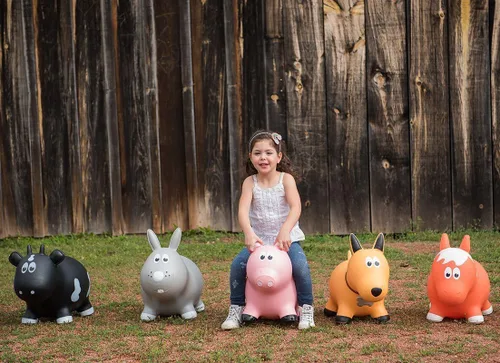 Vista 3 de Farm Hoppers Animales inflables que rebotan – galardonado juguete de salto de animales hinchables para niños, BPA, plástico sin látex, bomba de mano