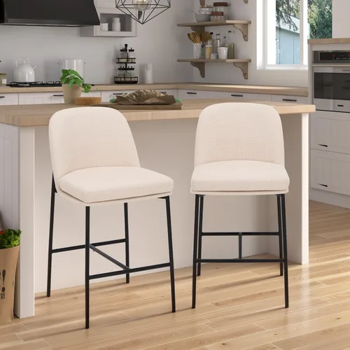 Vista 7 de COLAMY Taburetes de bar con respaldo, taburetes de bar de altura de mostrador, taburetes tapizados con patas de madera para cocina, isla de comedor