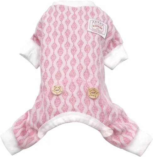 Vista 16 de KYEESE Pijama a rayas para perros pequeños, mameluco elástico para uso 01# Rayas verdes