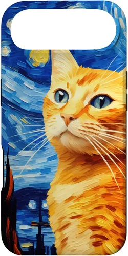Vista 27 de Orange Tabby Cat Starry Night Vincent Van Gogh - Carcasa para iPhone 17