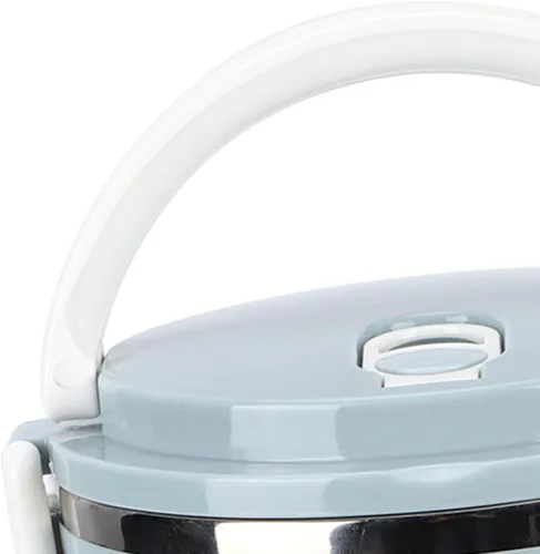 Vista 4 de Fiambrera portátil de acero inoxidable azul con aislamiento térmico para fideos de arroz, contenedor de alimentos, calentador de alimentos portátil
