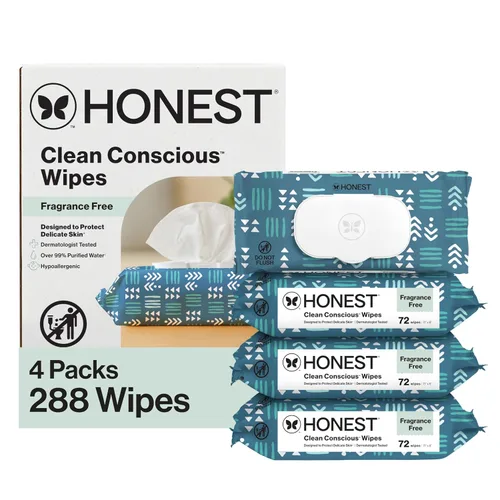 Vista 13 de The Honest Company - Toallitas limpiadoras para bebé con 99% de agua, respetuosas con el medioambiente, a base de plantas, hipoalergénicas