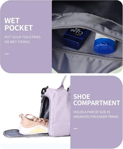 Vista 5 de Bolsa de lona de viaje bolsas de fin de semana para mujeres y hombres bolsa de transporte durante la noche bolsa de hospital bolsa de gimnasio