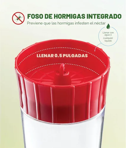 Vista 4 de Comedero para colibríes de 10 onzas, paquete de 2, comederos de vidrio para colibríes para exteriores, con protector de hormigas integrado, percha