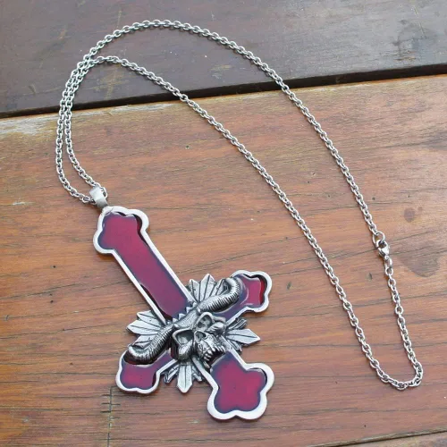 Vista 2 de Lucifer Baphomet LAVEYAN Demon Skull Surtur Ragnarok Cosplay Punk Gothic Rock Heavy-Metal Biker Surfer Skater Tribal Jewelry Protection Amuleto