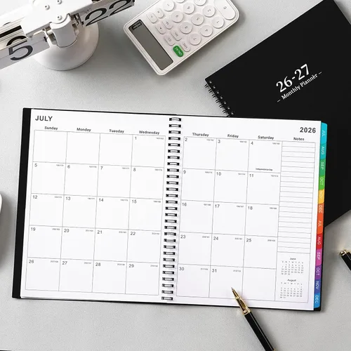 Vista 8 de Planificador Mensual 2026 – Planificador/Calendario 2026, enero de 2026 a diciembre de 2026, Planificadores mensuales con pestañas coloridas