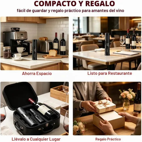 Vista 5 de COKUNST Abrebotellas de vino eléctrico, funciona con pilas, con cortador de papel de aluminio, removedor de sacacorchos con botón de un solo clic