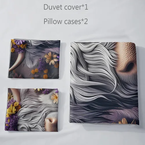 Vista 4 de AILONEN Juego de funda de edredón para niños con diseño de ganado vacuno de las tierras altas, tamaño King, funda de edredón de vaca de granja