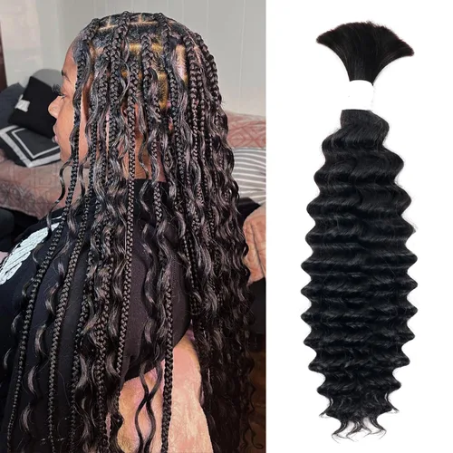 Vista 40 de Liqusee Cabello Humano para Trenzar 3.53 oz Un Paquete 14 Pulgadas Negro Natural Ondulado Rizado a Granel Cabello Humano para Trenzar Sin Trama 100%