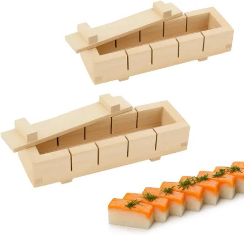 Vista 6 de JapanBargain, Molde rectangular de madera para hacer sushi Oshizushi, molde para arroz, 7 x 4 pulgadas, 1 paquete