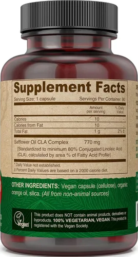 Vista 4 de DEVA Vitaminas veganas ácido linoleico conjugado (CLA), de aceite de cártamo sin OMG, 90 cápsulas, 1 paquete