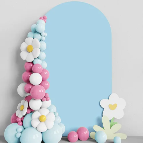 Vista 23 de Asee'm Cubierta de arco de boda de 6 pies, color beige, ajustada, cubierta de elastano ajustable de 2 caras, cubierta de fondo para decoración