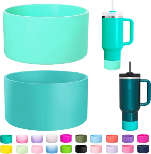Vista 21 de Paquete de 2 botas de silicona para Stanley Cup de 30 oz y 40 onzas, protector inferior antideslizante y reductor de ruido, cubierta base de vaso