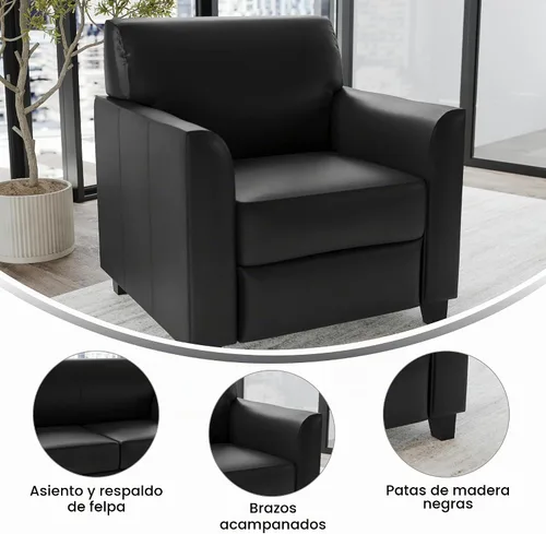Vista 4 de Flash Furniture - Sofá de LeatherSoft negro de la serie Hercules Diplomat
