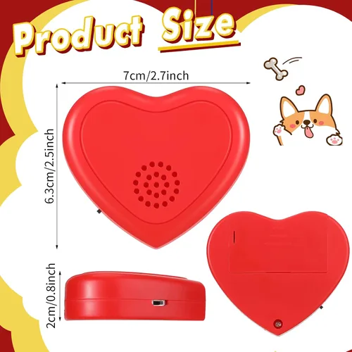 Vista 2 de Wettarn 4 piezas de repuesto de latidos cardíacos para cachorros, simulador de latidos cardíacos para perros mascotas, juguetes de simulador rojo