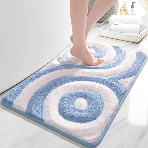 Vista 7 de QJHOMO Alfombras de Baño Lindas en Blanco y Negro Antideslizantes Tapete de Baño Decoración de Baño Moderna Estética, Alfombra de Baño Geométrica a