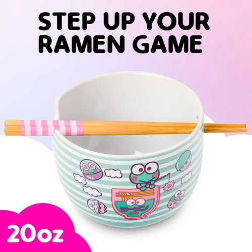 Vista 36 de Silver Buffalo Hello Kitty y sus amigos Chococat - Tazón de cerámica para ramen y arroz con palillos, patrón a cuadros, apto para microondas, 20