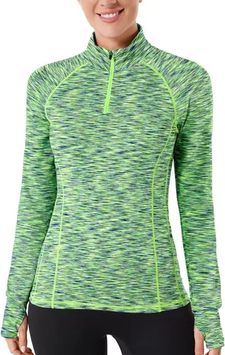 Vista 11 de Zengjo - Tops de entrenamiento con cremallera de un cuarto y manga larga para mujer, suéter de running con cremallera de 1/4 Negro/Gris