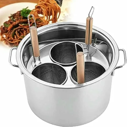 Vista 11 de Olla para Pasta De Acero Inoxidable, Juego De Olla para Pasta Con Cesta para Insertar, 4 Agujeros