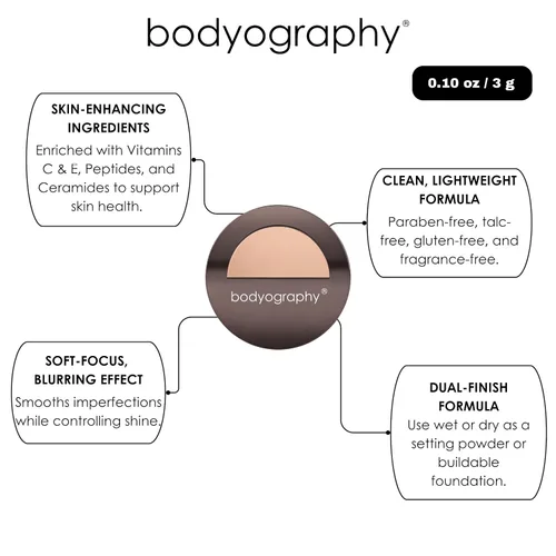 Vista 9 de Bodyography Every Finish - Polvo prensado microfino, medio ligero, polvo facial multiusos con ceramida 2 y dermaxyl, textura ligera y sedosa