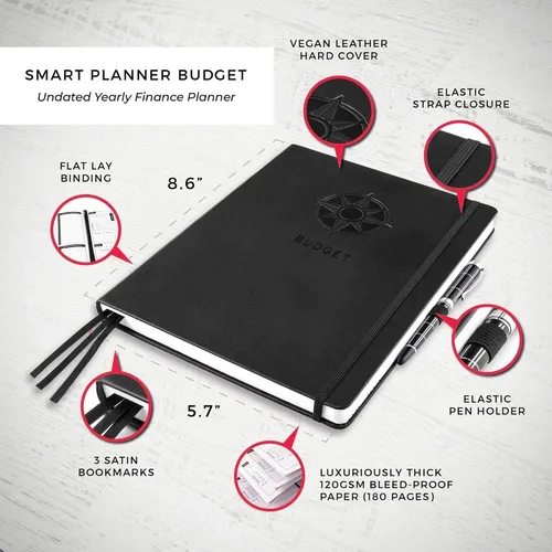 Vista 2 de Agenda de presupuesto Smart Planner – Agenda financiera tamaño A5 – Planificador de presupuesto sin fecha 2024-2025 y organizador mensual