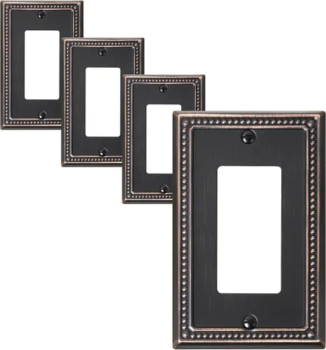 Vista 133 de Paquete de 2 cubiertas de placa de interruptor de luz de doble palanca, cubiertas decorativas de placa de doble interruptor Pearls, placa de pared