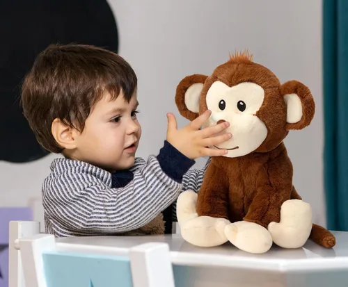 Vista 2 de HollyHOME Monkey Stuffed Animal, Cute Cuddly Stuffed Monkey Plush,12” Brown Marrón