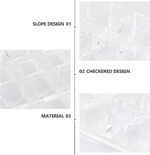 Vista 4 de Acrylic Lipstick Storage Box 24-Grid Makeup Organizer Case for Cosmetics Display and Nail Polish Desktop Storage for Beauty Accessories