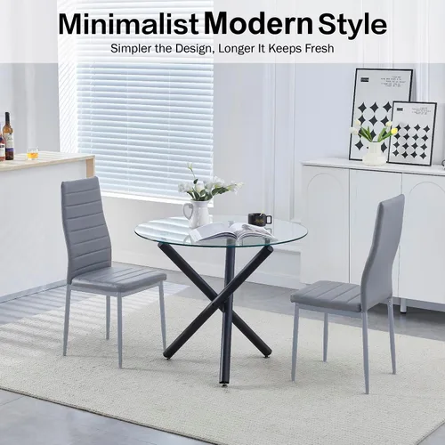 Vista 4 de Juego de sillas de comedor para cocina, sillas modernas de metal con asiento acolchado de piel sintética, respaldo alto y sillas de patas cromadas