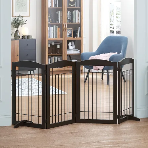 Vista 10 de Spirich Puerta de alambre independiente para mascotas, 30 pulgadas de alto, para casas, puertas, escaleras, valla de seguridad para cachorros