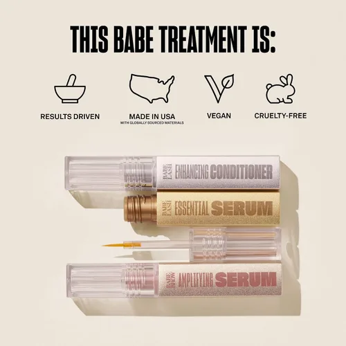 Vista 8 de Set Mini Triple Threat de Babe Original, Incluye Suero Esencial para Pestañas Babe Lash y Acondicionador Potenciador + Suero Amplificador para Cejas