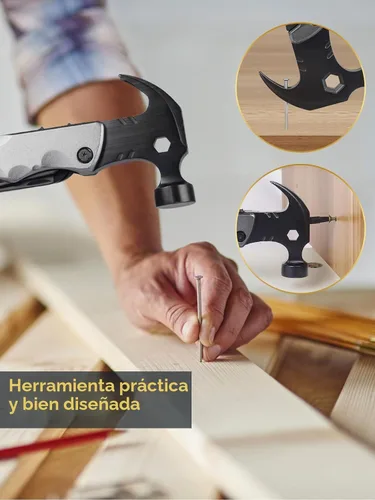 Vista 4 de Multiherramienta Accesorios de Camping Rellenos de Media para Hombres Regalos de Papá, 13 en 1 Herramientas Múltiples de Supervivencia Martillo