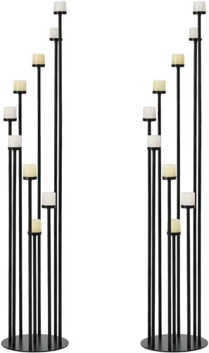 Vista 8 de Candelabro Negro de Piso de 9 Brazos Portavelas para Decoración del Hogar, Bodas, Cenas, Eventos Formales (Vela Excluida) Candelabro negro