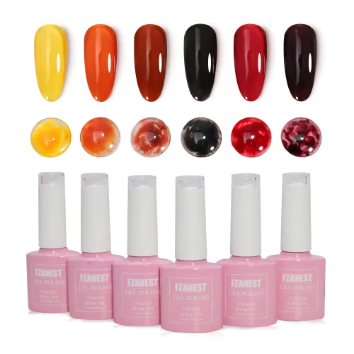 Vista 8 de FZANEST Esmalte de uñas en gel con purpurina LED UV, color brillante removible, arte de uñas (oro diamante claro)