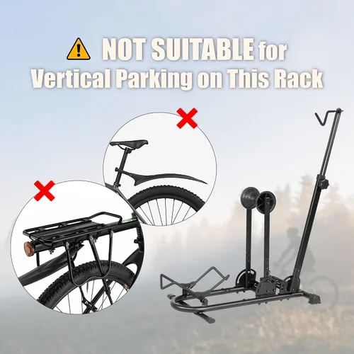 Vista 6 de CyclingDeal Soporte vertical para bicicleta – para bicicletas de carretera MTB con ancho máximo de neumático de 5 pulgadas – Estante