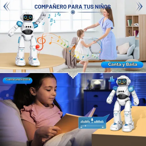 Vista 6 de VATOS Juguetes Robot para Niños – Robot Inteligente Parlante de Control Remoto por Voz, Sensor de Gestos Programable Juguetes Robot Emo para Niños