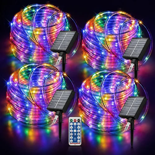 Vista 10 de LairtPOW Cuerda de luz solar impermeable IP65 de 39 pies, 100 luces LED para exteriores, luces solares para exteriores, para fiestas, jardín, patio