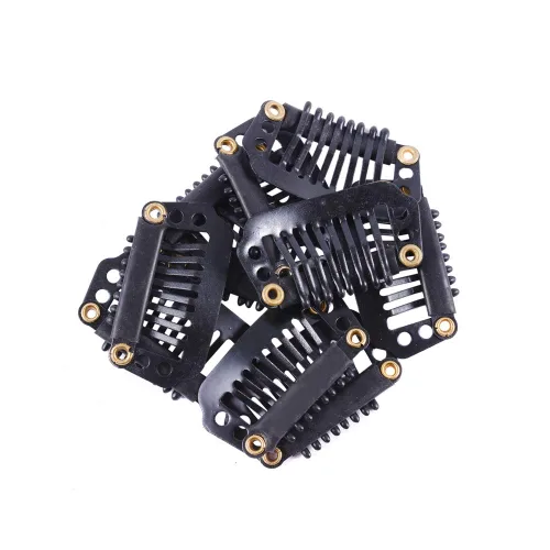 Vista 5 de YANTAISIYU 24 unids/1.102 in 8 dientes Metal peluca clips con goma Snap Clips para peluca Hairpiece Hair Extension Accesorios (negro)