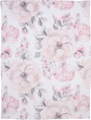 Vista 3 de Lambs & Ivy Manta de bebé botánica acuarela floral rosa polar bebé