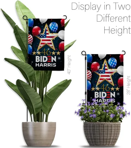 Vista 10 de Biden Harris Flag Juego de 46 banderas de jardín con soporte de voto patriótico, presidente demócrata, republicano, fiesta de té estadounidense