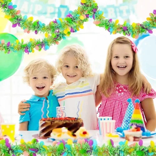 Vista 2 de Jutom Guirnalda metálica con purpurina de Pascua, guirnaldas gruesas de primavera coloridas de 108 pies, 6