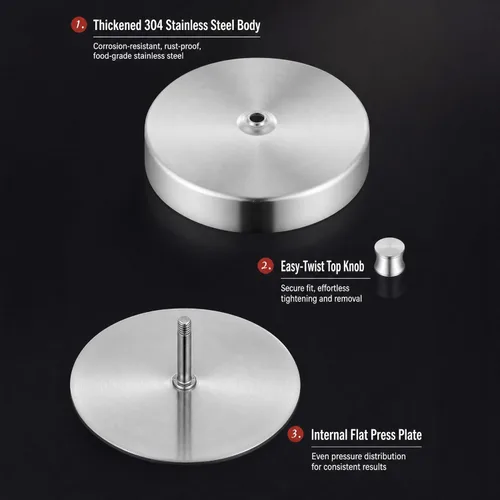Vista 4 de Burger Press Patty Maker, 304 Stainless Steel Adjustable Hamburger Patty Press, Non Stick for Kitchen, Silver 2.76 Inch