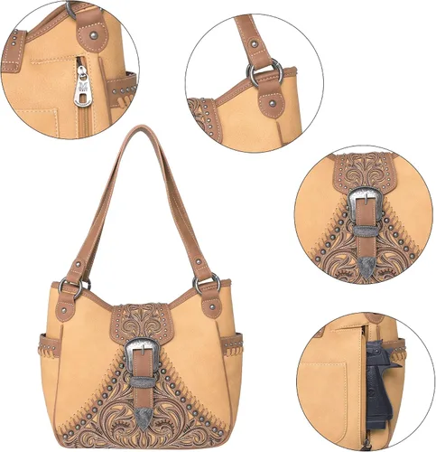 Vista 7 de Montana West Buckle Collection Western Handbags for Women Concealed Carry Purses with Wallet